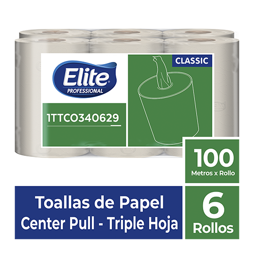 TOALLA ELITE ROLLO CENTER FLOW TRIPLE HOJA NATURAL