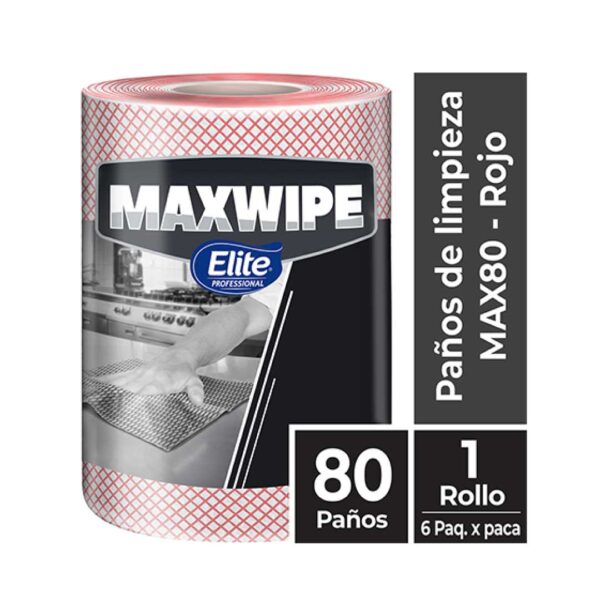 MAXWIPE ROLLO MAX80 - 80 Paños Rojo