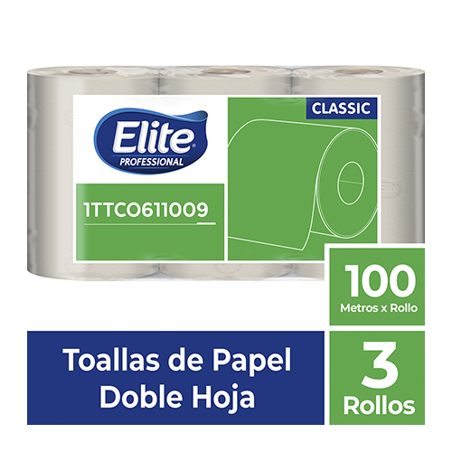 TOALLA ELITE ROLLO DOBLE HOJA NATURAL