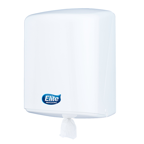 DISPENSADOR TOALLA ELITE ROLLO  CENTER FLOW BLANCO 